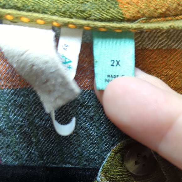 Anthropologie Pilcro Side-Slit Maxi Tunic Buttondown Plaid Green Women's Size 2X - Picture 4 of 8